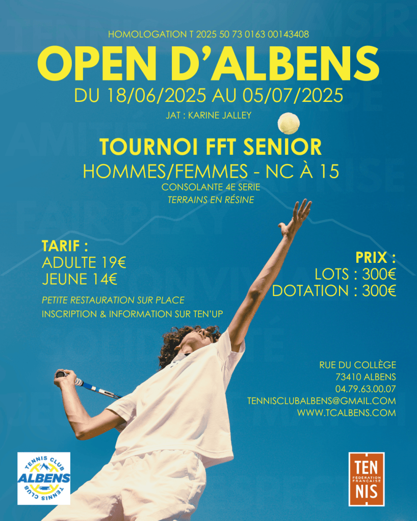 Affiche open de tennis TC Albens 2025