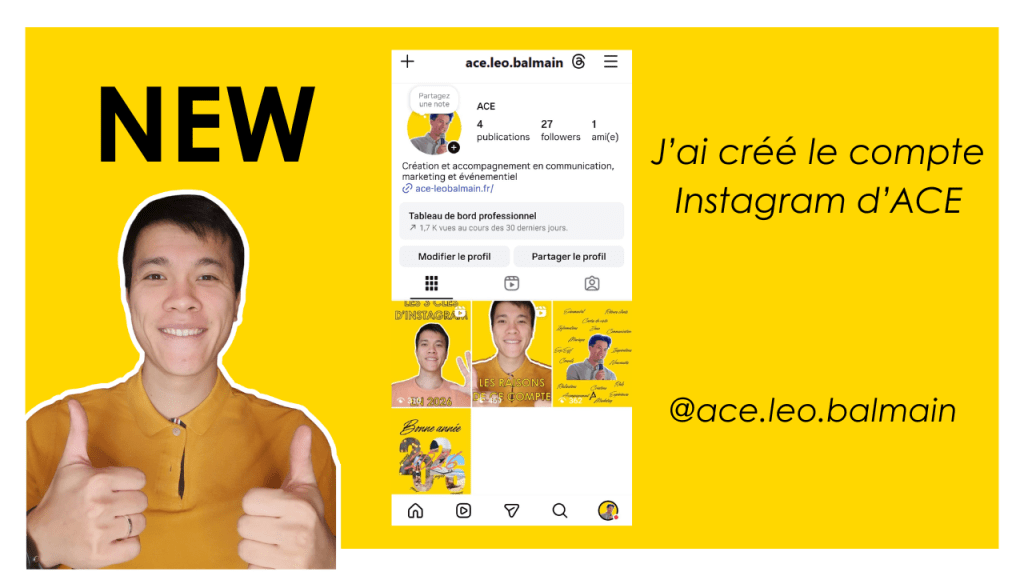 J'ai créé le compte Instagram de ACE